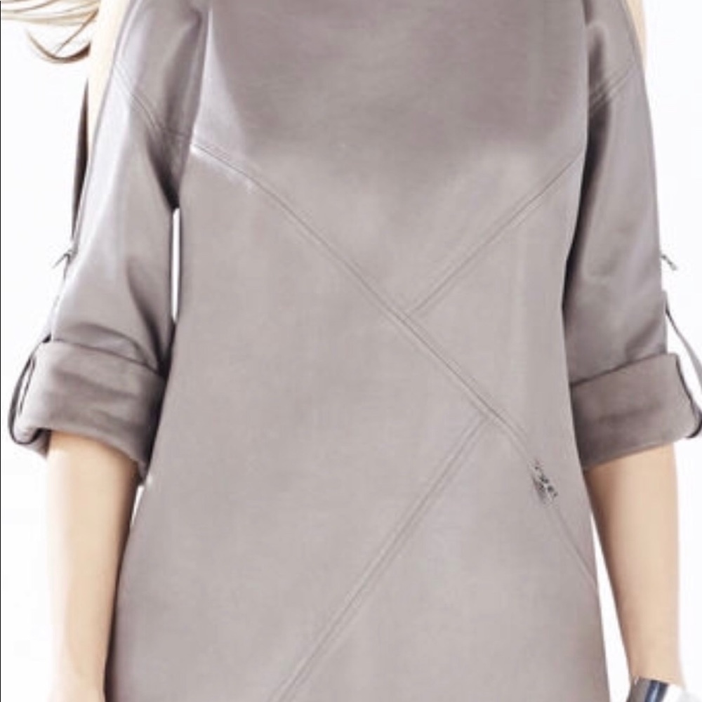 BCBG Yana Zip-Shoulder Faux-Leather Dress - Picture 7 of 7